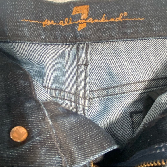 7 For All Mankind TALL Jeans Dark Wash Denim Straight Leg USA Made Women’s Sz 28 - Picture 8 of 15